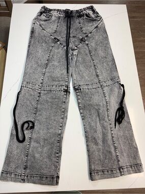 Guapi Jeans Stone Wash Black Jnco Wide Leg Size 34 New With Tags Acid Baggy